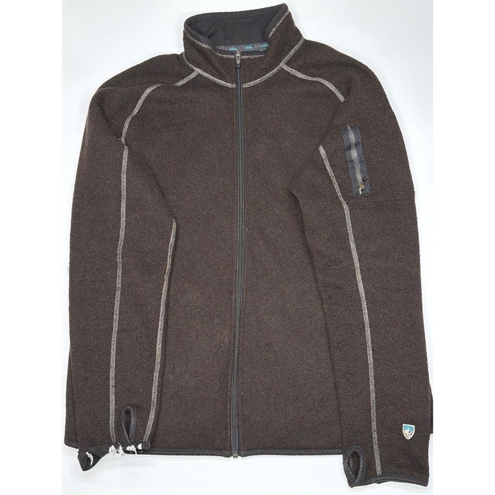 Kuhl Jacket Women XL Brown Alfpaca Kasmira Full Zip Mock Neck Thumb Holes
